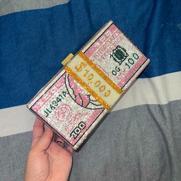 Pink rhinestone money clutch - Picture 1 of 2